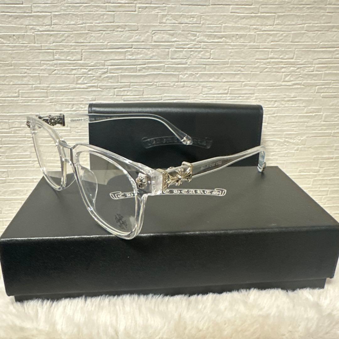 クロムハーツ好き 必見 クリアフレーム メガネ シルバー装飾付き