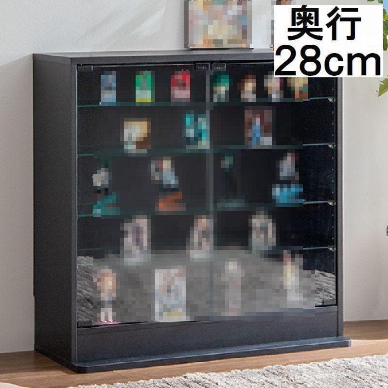 ☆【幅80cm×奥行28cm】 ガラスケース コレクションケース ブラック