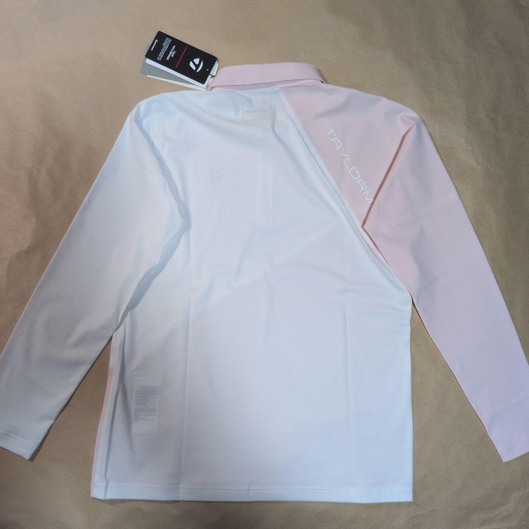テーラーメイド:レディース:Lサイズ:長袖ポロシャツ:白/ピンク