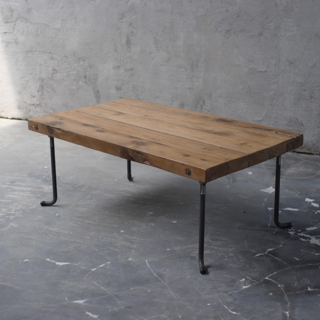 SALE【現品販売】アイアン ローテーブル 鉄脚 鉄 木 テーブル tab44 アイアン テーブル脚 口型 奥行380×高さ340mm 【清水材木店】