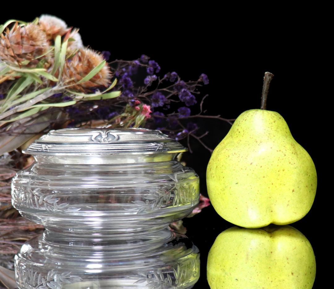 オールド・バカラ×クリストフル 銀装飾 大型蓋物 コラボ アンティーク