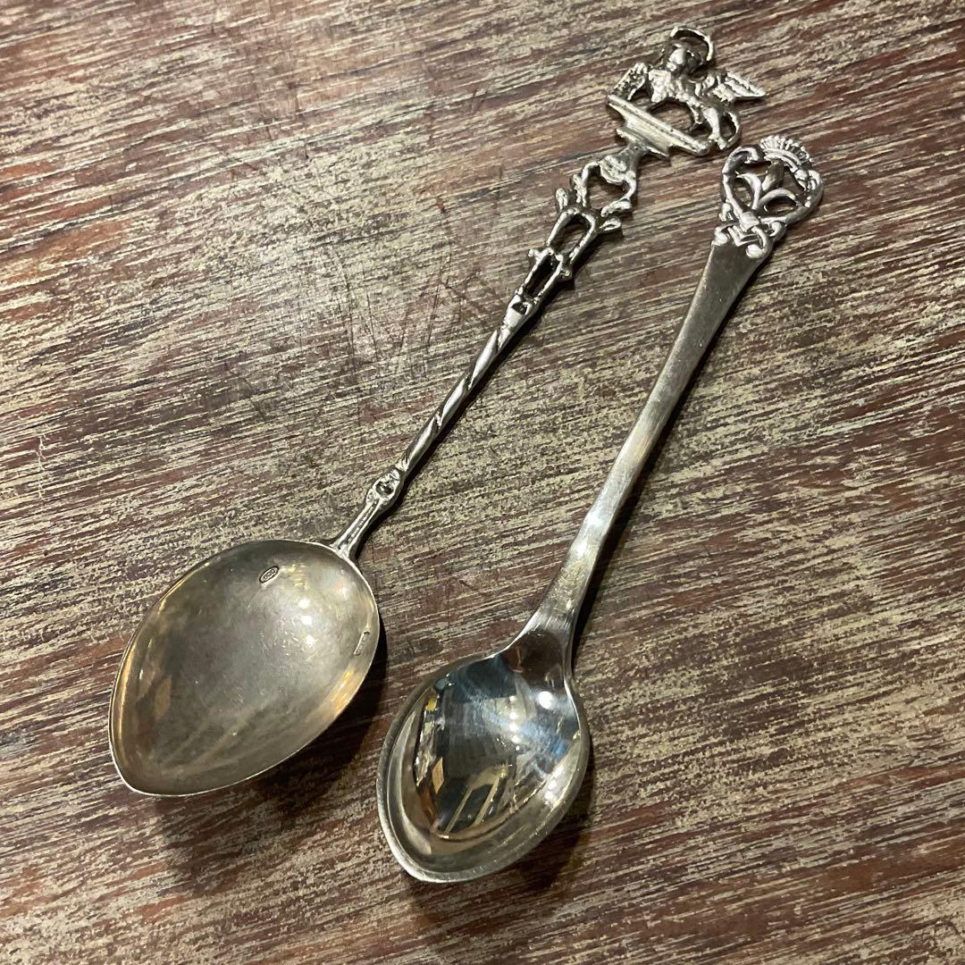 銀製 のスプーン シルバー 純度の高い高級スプーン2本 刻印 あり