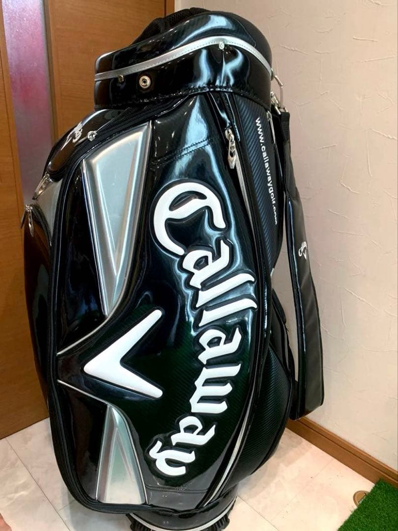 キャロウェイ キャディバッグ エナメル ブラック×シルバー アスリート