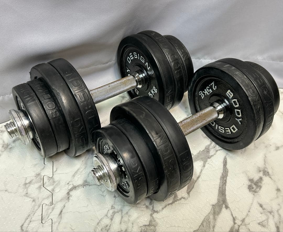 ボディデザイン　ラバー ダンベル　17.5キロ 2本セット　合計35キロ ラバーダンベルセット 60kg │片手30kg×2個セット│ ダンベル セット