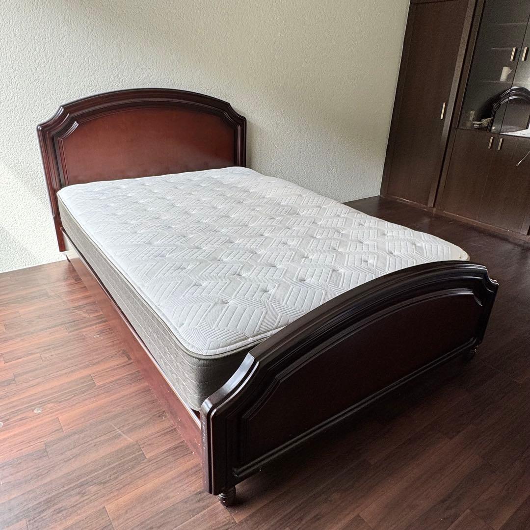 無垢材ベッドフレーム Kingsdown マットレス セット セミダブル レトロ