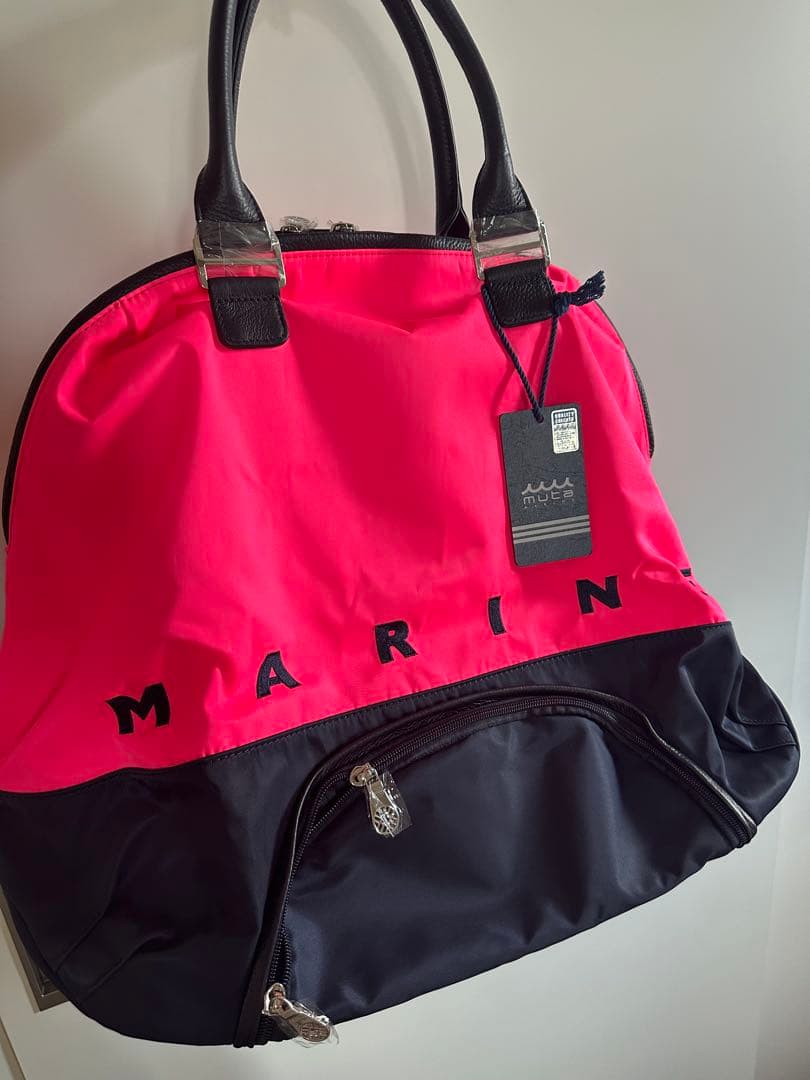 ムータマリン　muta MARINE ピンク ネイビー ハンドバッグ ムータマリンmutaバイカラーナイロンシューズバッグ ピンク×ネイビー