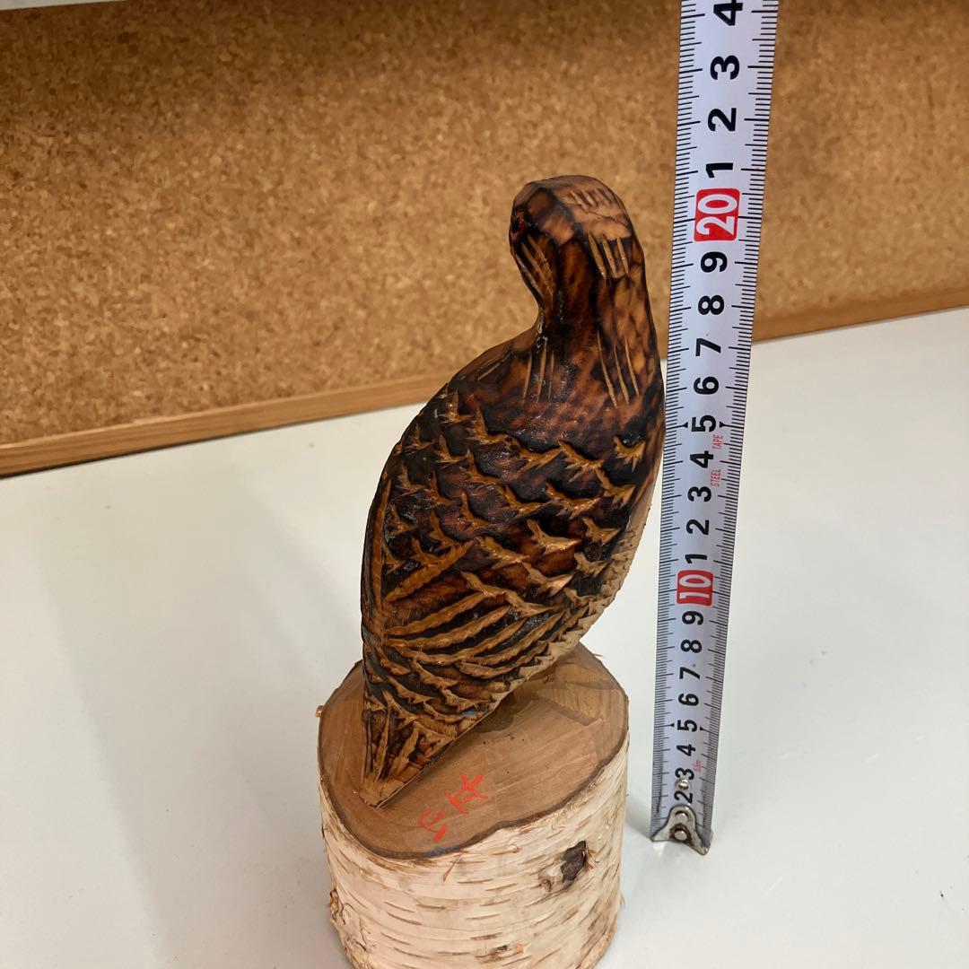 雷鳥 一刀彫 黒部峡谷 白樺 木彫り 清峰作 野鳥 特別天然記念物