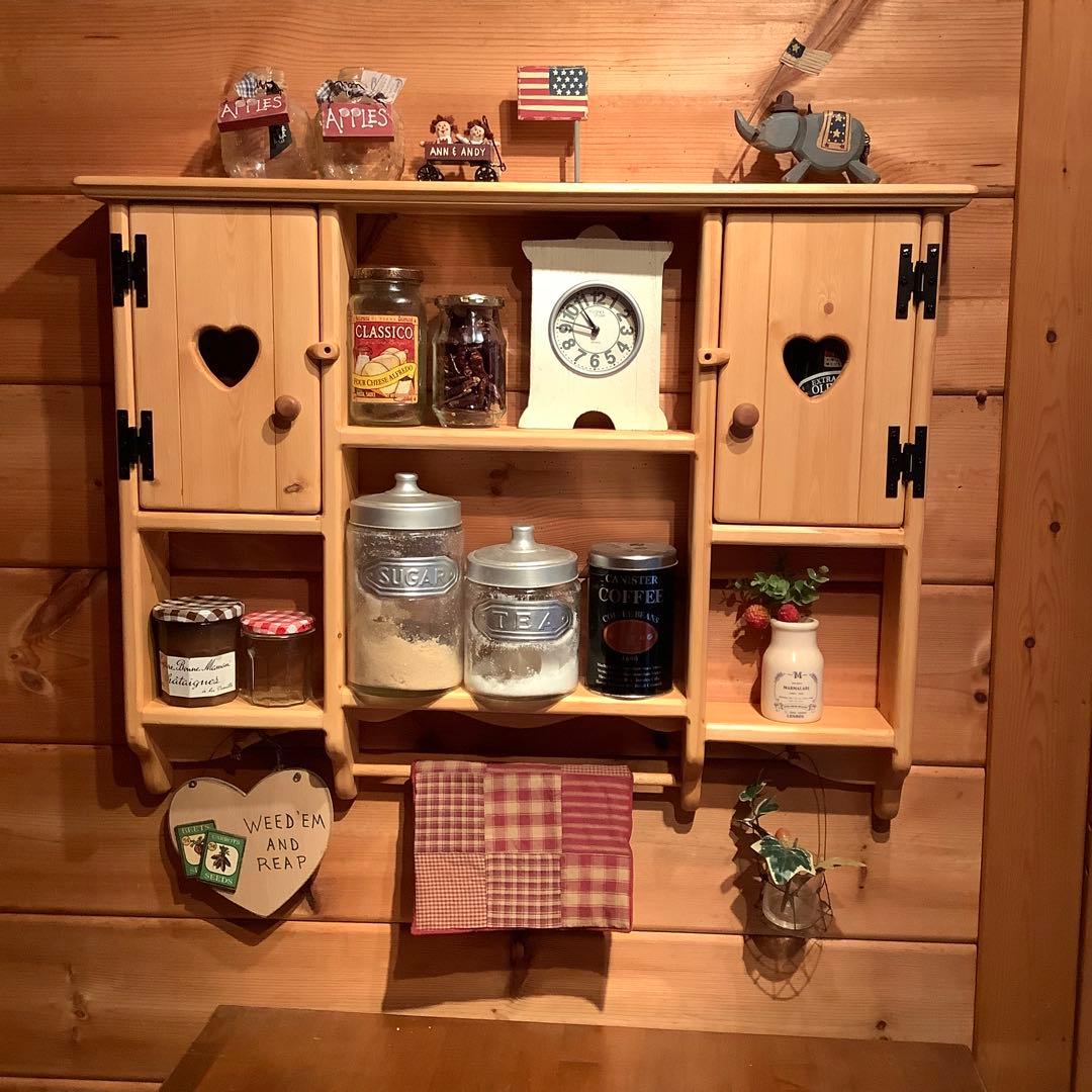 アメリカンカントリー家具 カントリーハート収納ラック 両サイド扉