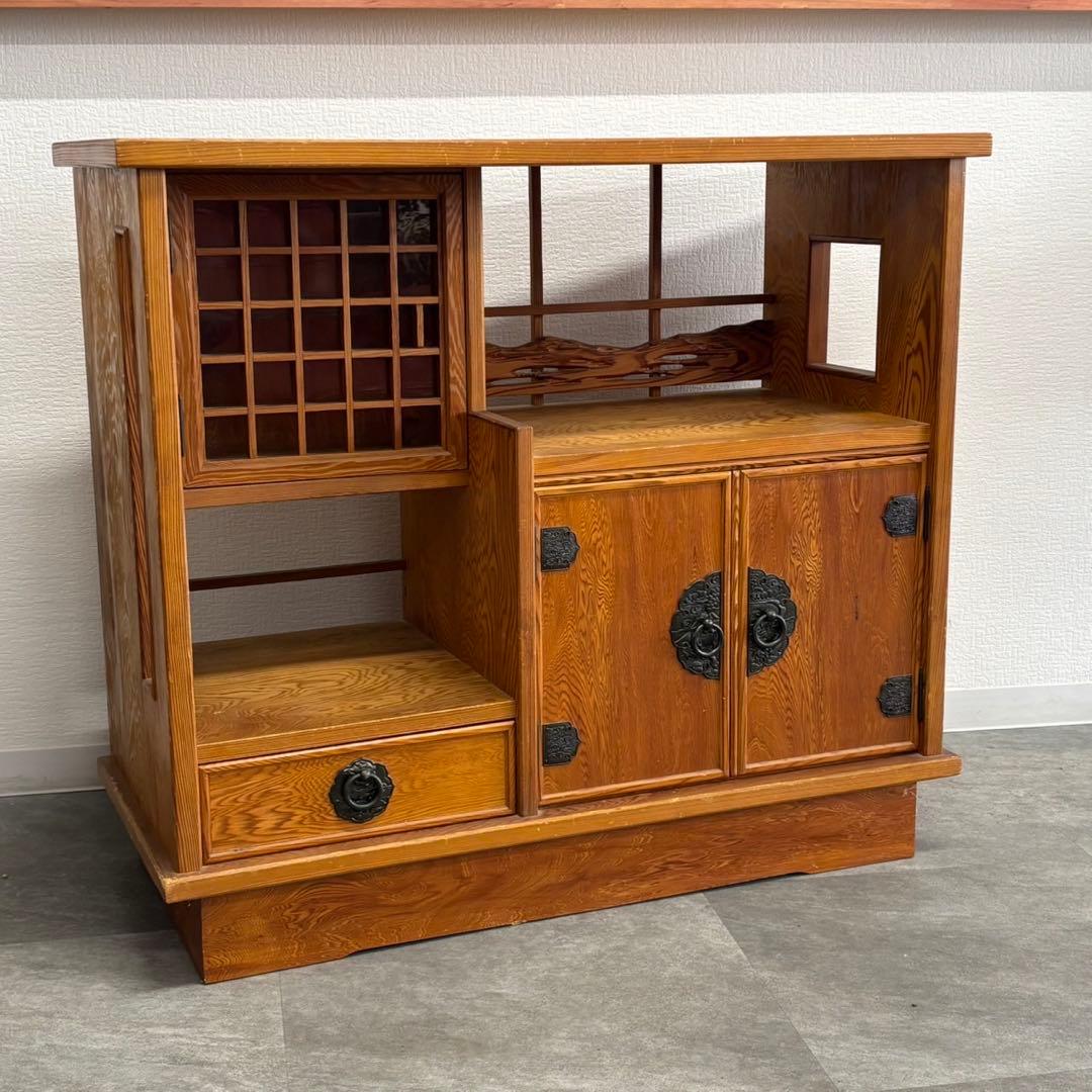 鹿児島 屋久杉 うるし塗 茶棚 幅90cm 飾り棚 食器棚 C190 - メルカリ