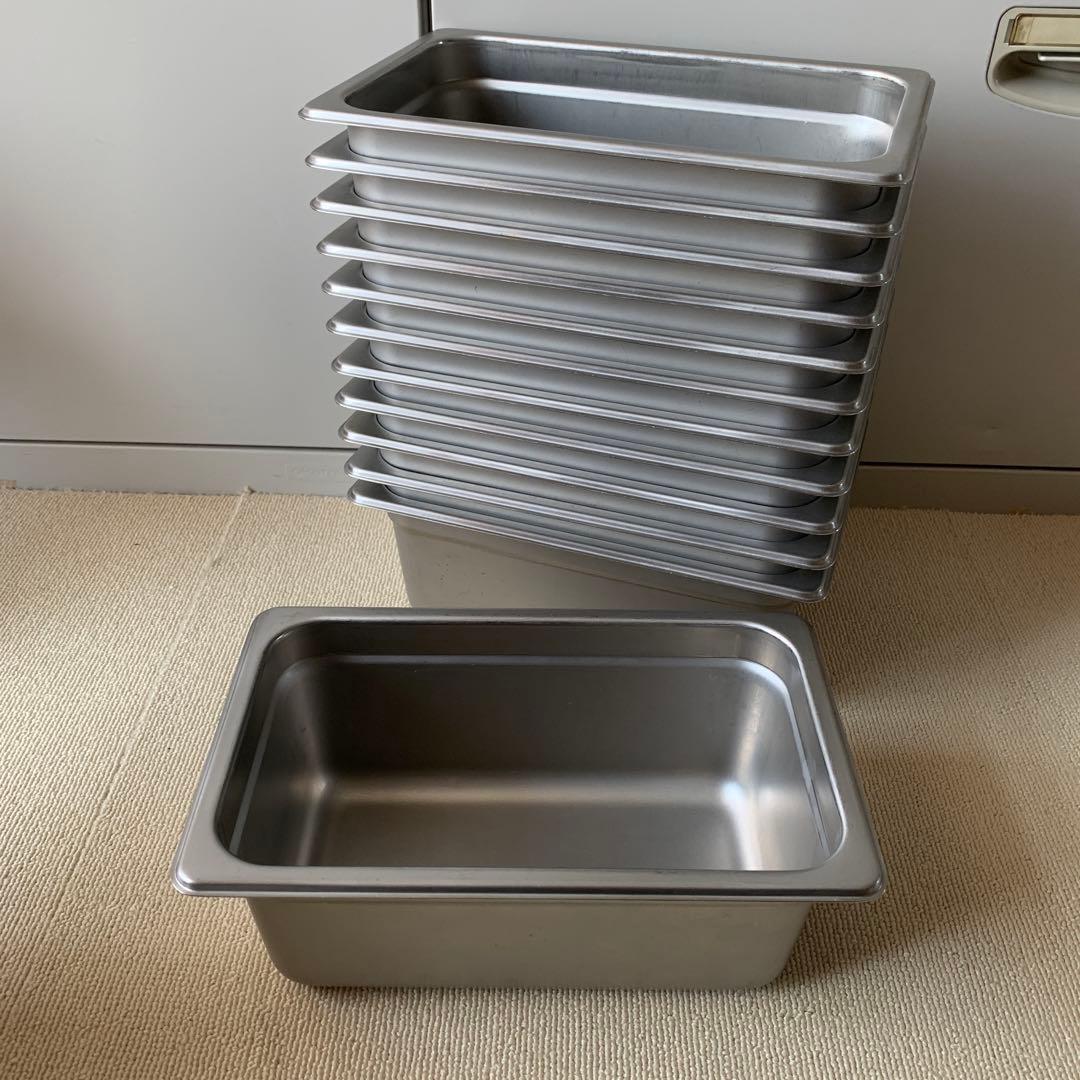 ホテルパンフードパン調理器具ステンレス製 長方形バット 12個セット