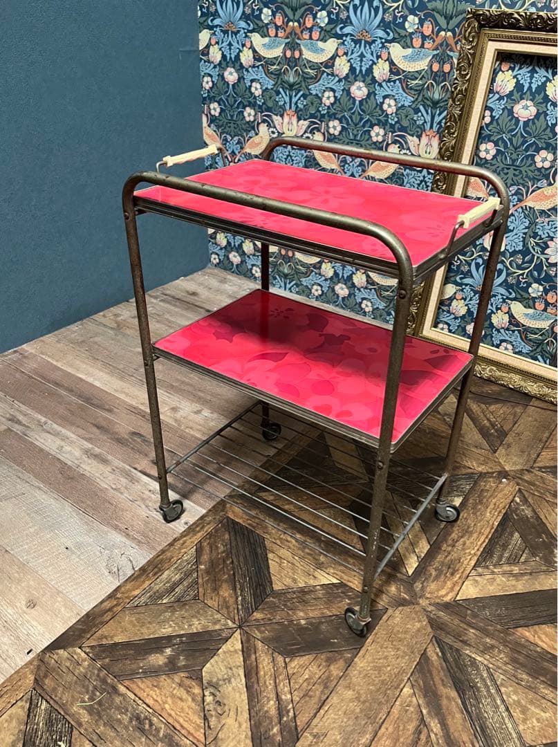 キッチンワゴン 昭和レトロ レトロポップ 当時物 インテリア 花柄