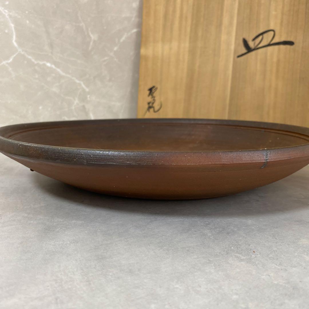 片岡聖観　備前　大皿　34cm