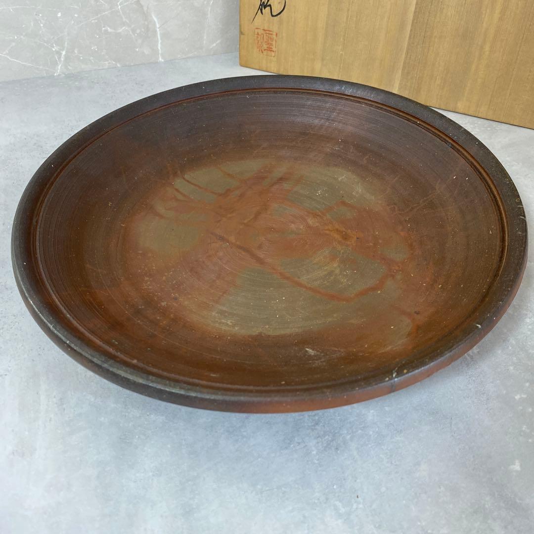 片岡聖観　備前　大皿　34cm
