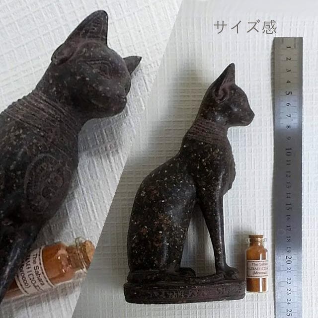 砂漠の砂-M バステト神 レプリカ石像 エジプト 砂漠の砂 彫刻 象形文字