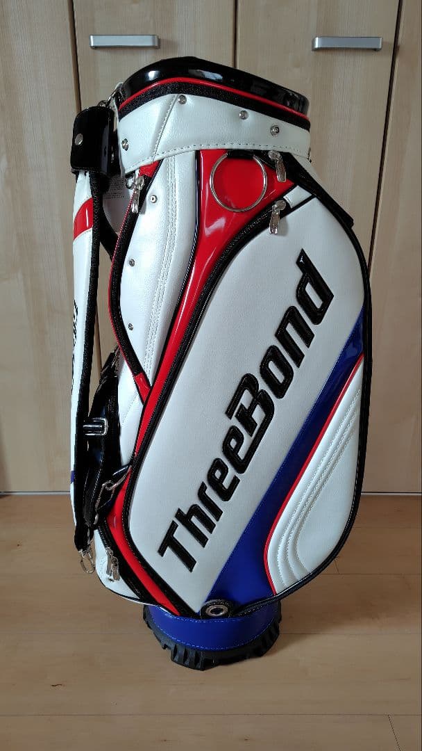 申ジエモデル ThreeBond キャディバッグ ホワイト/レッド/ブルー