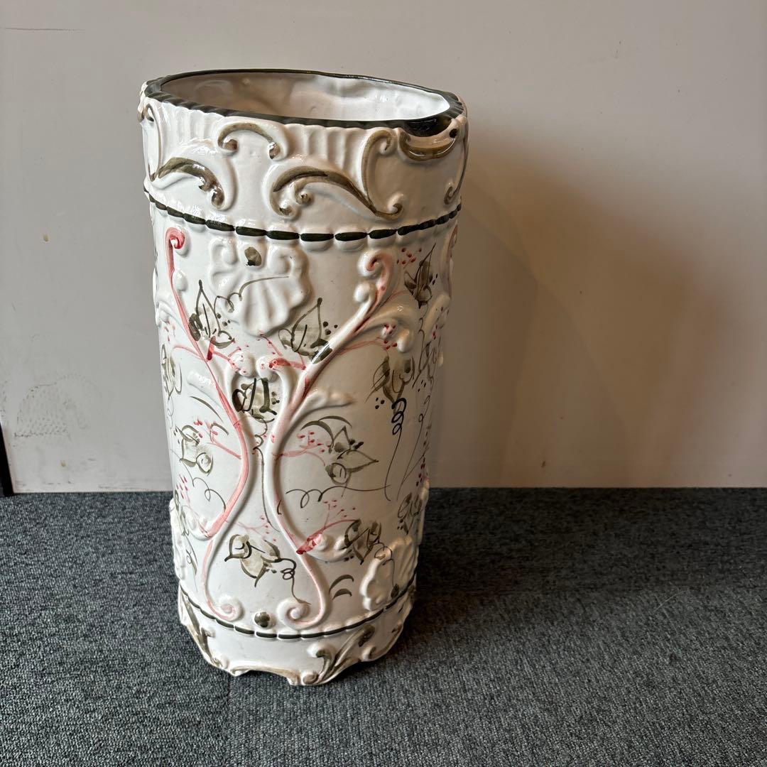 花模様の陶器製傘立て 高さ約43cm 直径約21cm QW4752 - メルカリ