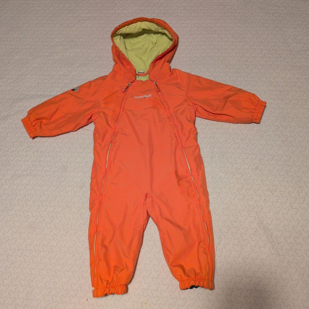 mont-bellパウダーカバーオール ジャンプスーツ 80オレンジ モンベル