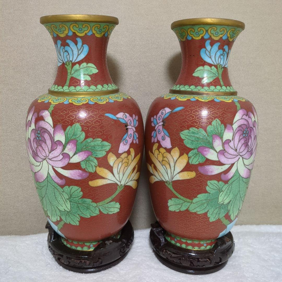 【匿名配送／色鮮やか／美品】伝統的中国風 花瓶 赤茶色と緑色２個セット 楽天市場】骨董○堆朱花文花瓶○堆朱 / 銅製 / 陰刻文 | 20世紀頃