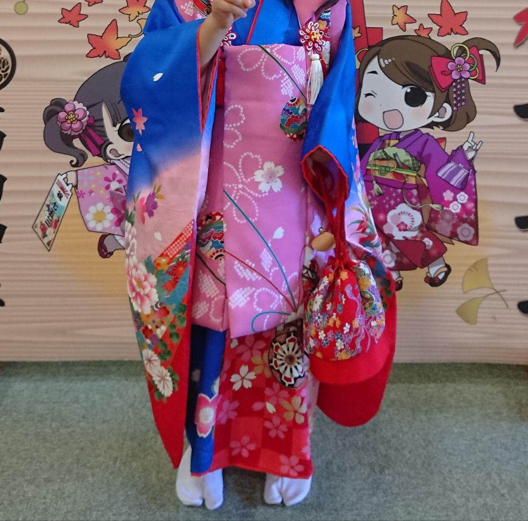 3歳 着物フルセット 被布×2 草履×2 長襦袢 七五三 初詣 正絹 肩上腰上