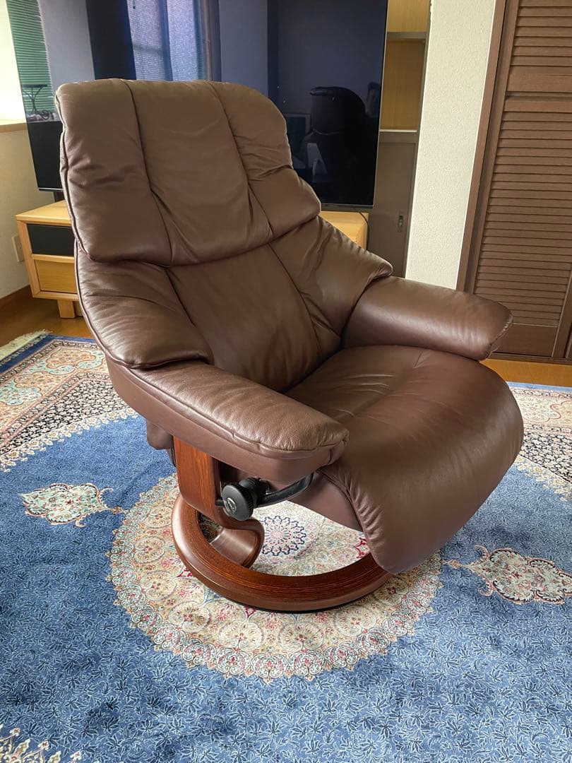 さ*に様 エコーネス　ストレスレスチェア　レノ　ノブレス革　約45万 Stressless/ストレスレス レノ パワーレッグ＆バック ベージュ