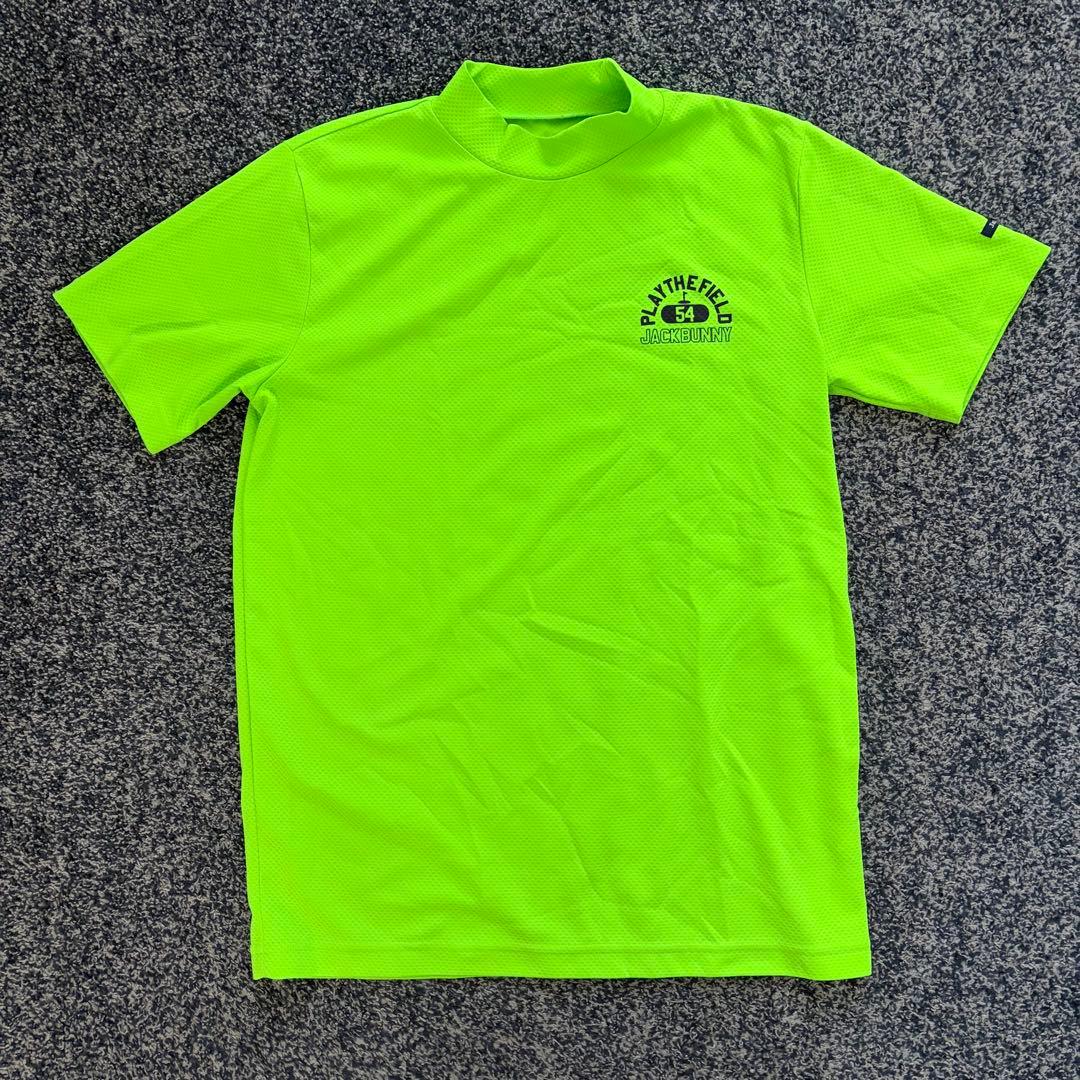 ジャックバニー 半袖 モックネック ゴルフウェア 黄緑系 サイズ5