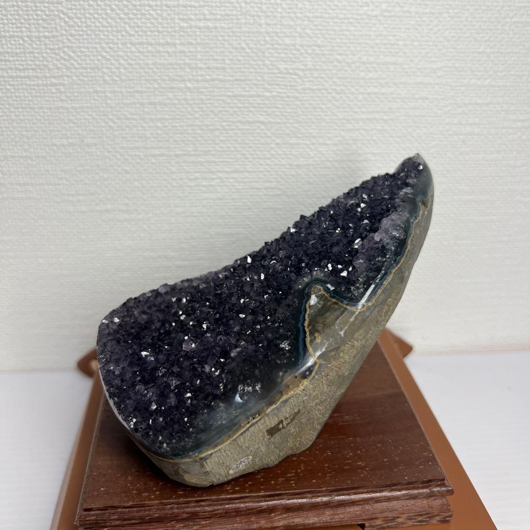 向江大樹　アメジストドーム　原石　浄化置物 木製台座付き600g2点