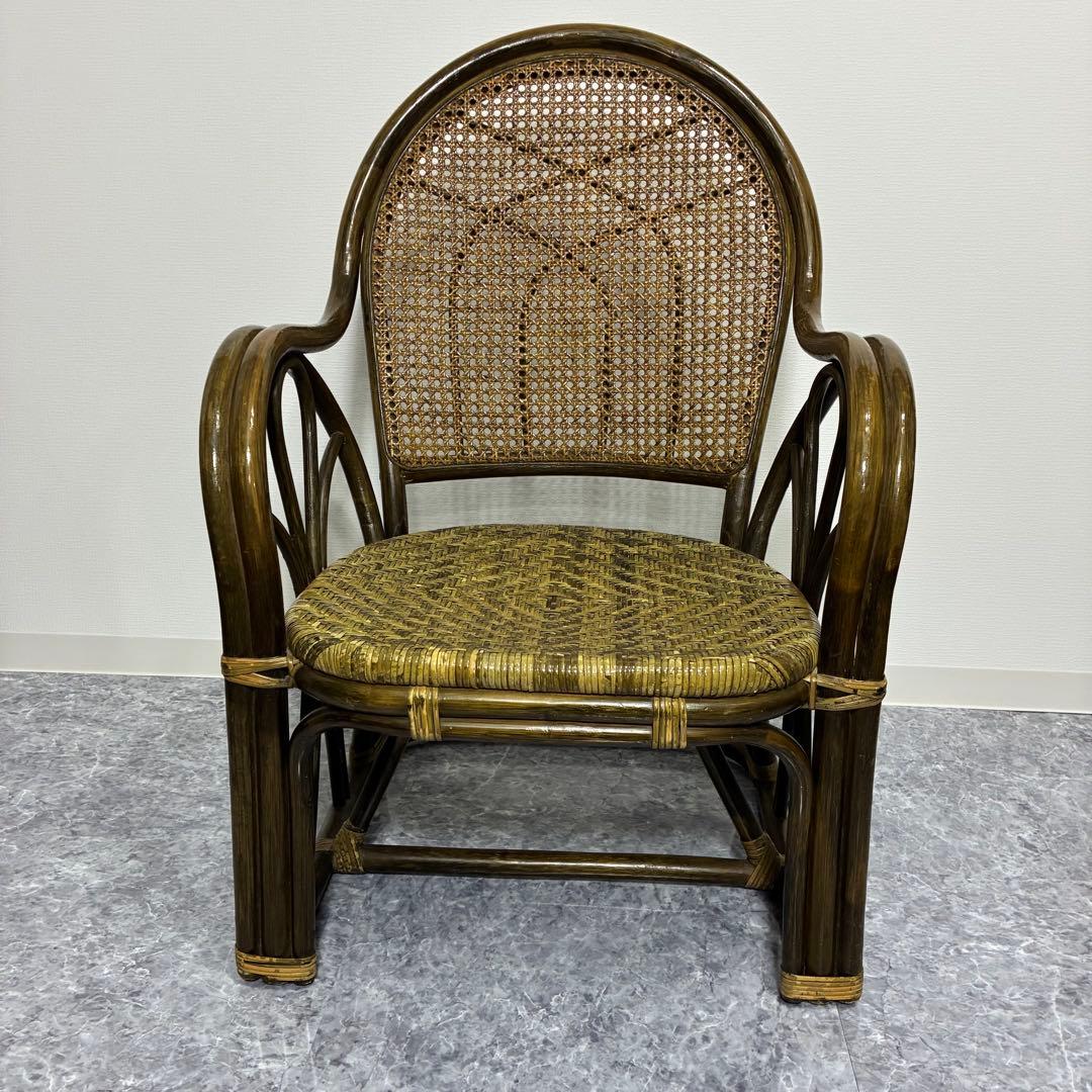 ラタンチェア オリーブ カーキ アンティーク レトロ 籐製品 - メルカリ