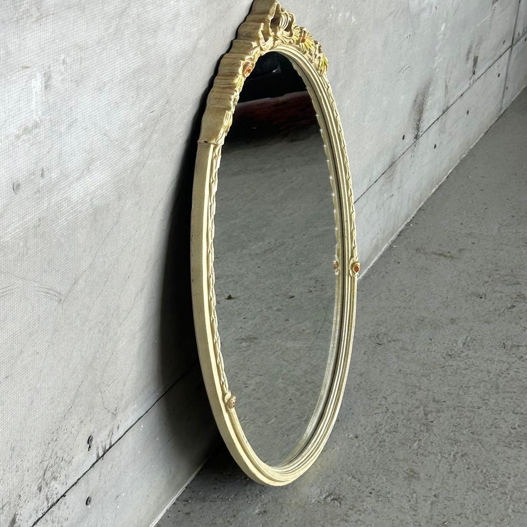 70s ロココ調 イタリア製 オーバルミラー 壁掛鏡 ヴィンテージ