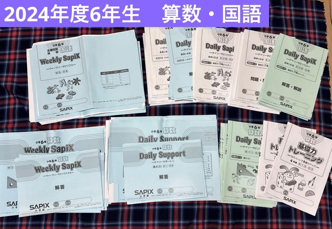 2024年度サピックスSAPIX 6年生テキスト 国語算数（一部）