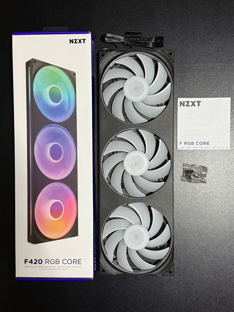 NZXT F420 RGB Core Fan Black 3ファン(未使用品) F420 RGB Core | 420mm Single-Frame RGB Fan Unit | NZXT