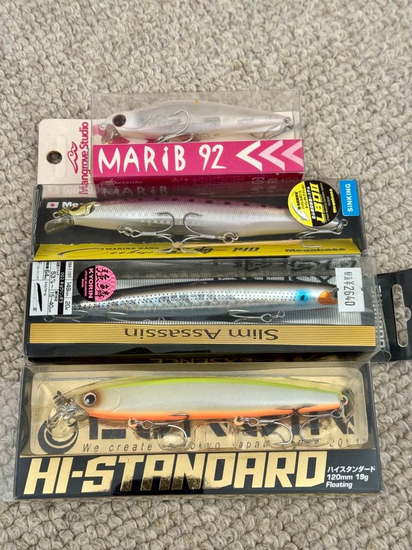 シーバスルアー 4点セット ロンジン、シマノ、メガバス、マングローブスタジオ シーバスルアー 4点セット ロンジン、シマノ、メガバス、マングローブ