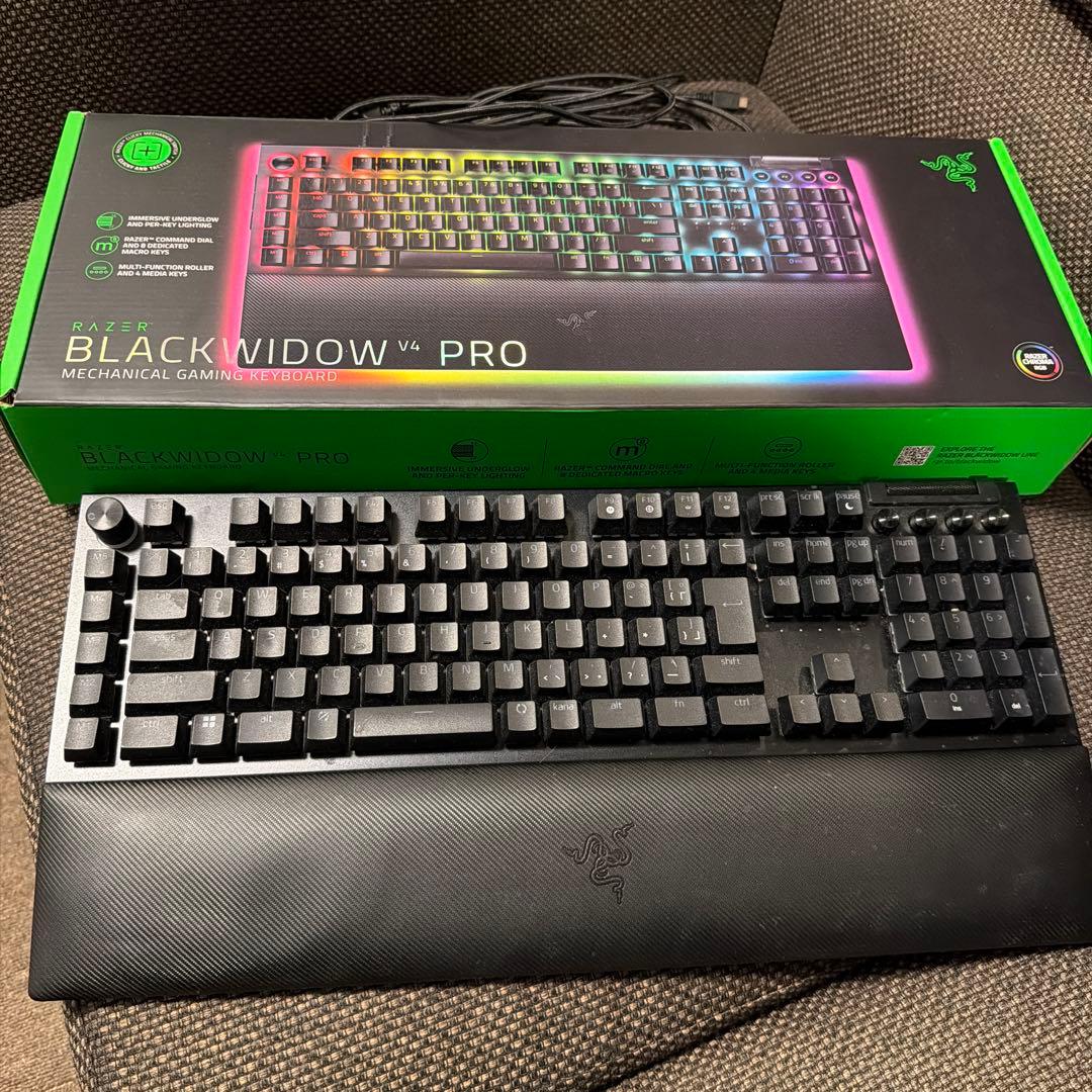 BLACKWIDOW V4 PRO日本語配列・1年程使用・美品 ゲーミングキーボード＋リストレスト BlackWidow V4 Pro(グリーン軸