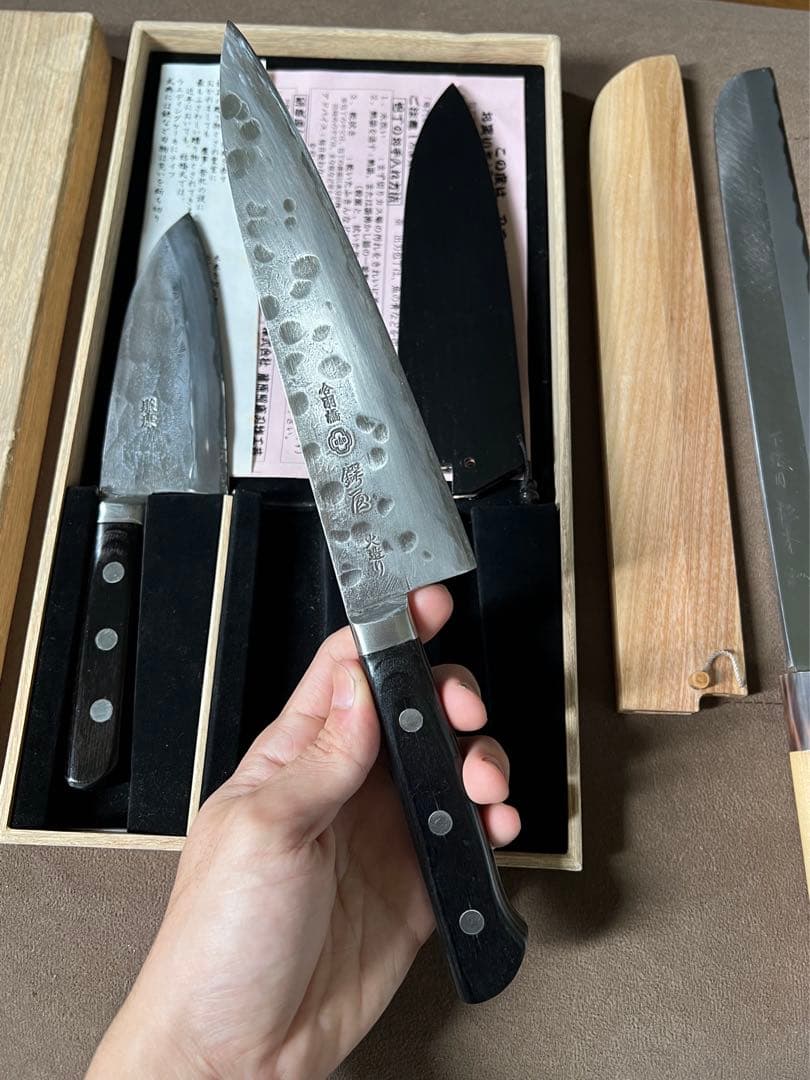 出刃包丁藤原照康ー杉本ー鍔屋-3本セット木鞘付き - メルカリ