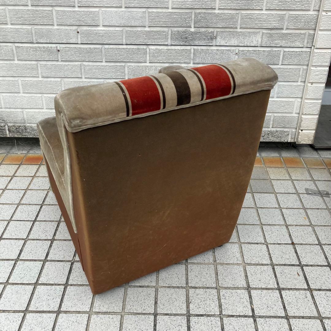 昭和レトロ ベロアストライプソファー 1人掛けソファー アームチェア