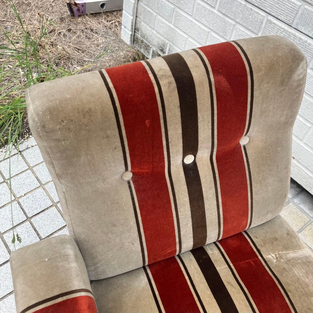 昭和レトロ ベロアストライプソファー 1人掛けソファー アームチェア