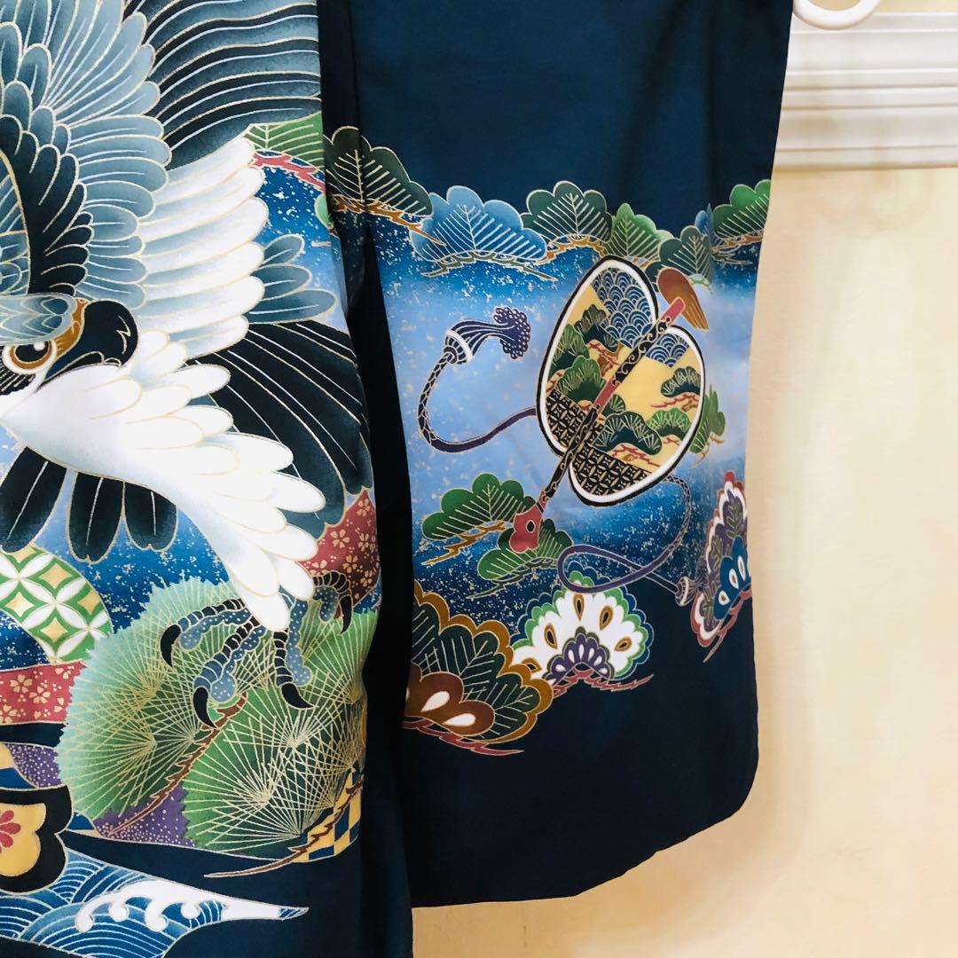 七五三五歳フルセット‼️人気黒地系⭐︎鷹凛々しい金彩