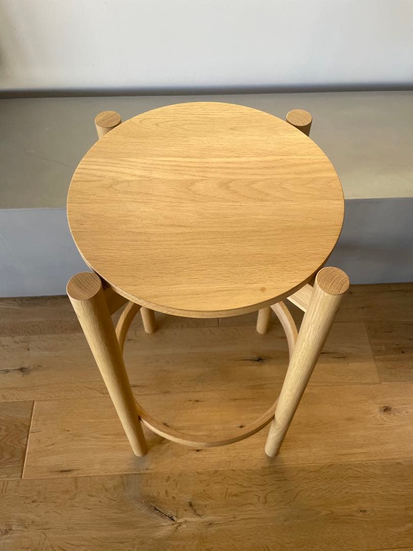 カリモク 木製スツール 無垢材 ナチュラル 美品 カリモク】幅43.5cm 木製 スツール 日本製 天然木 オーク材 補助椅子