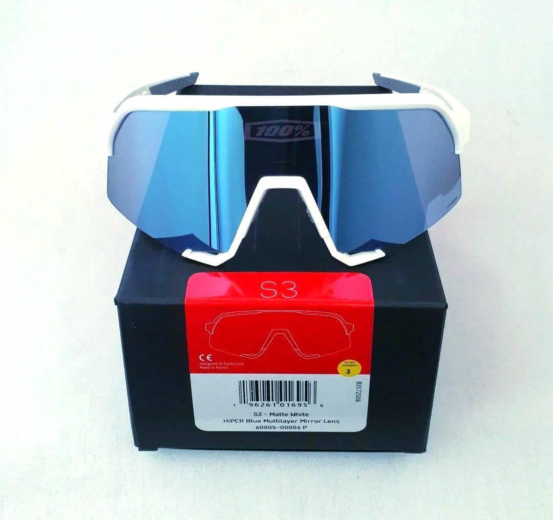 最新版 100% S3 マット ホワイト ブルー ワンハンドレッド サングラス