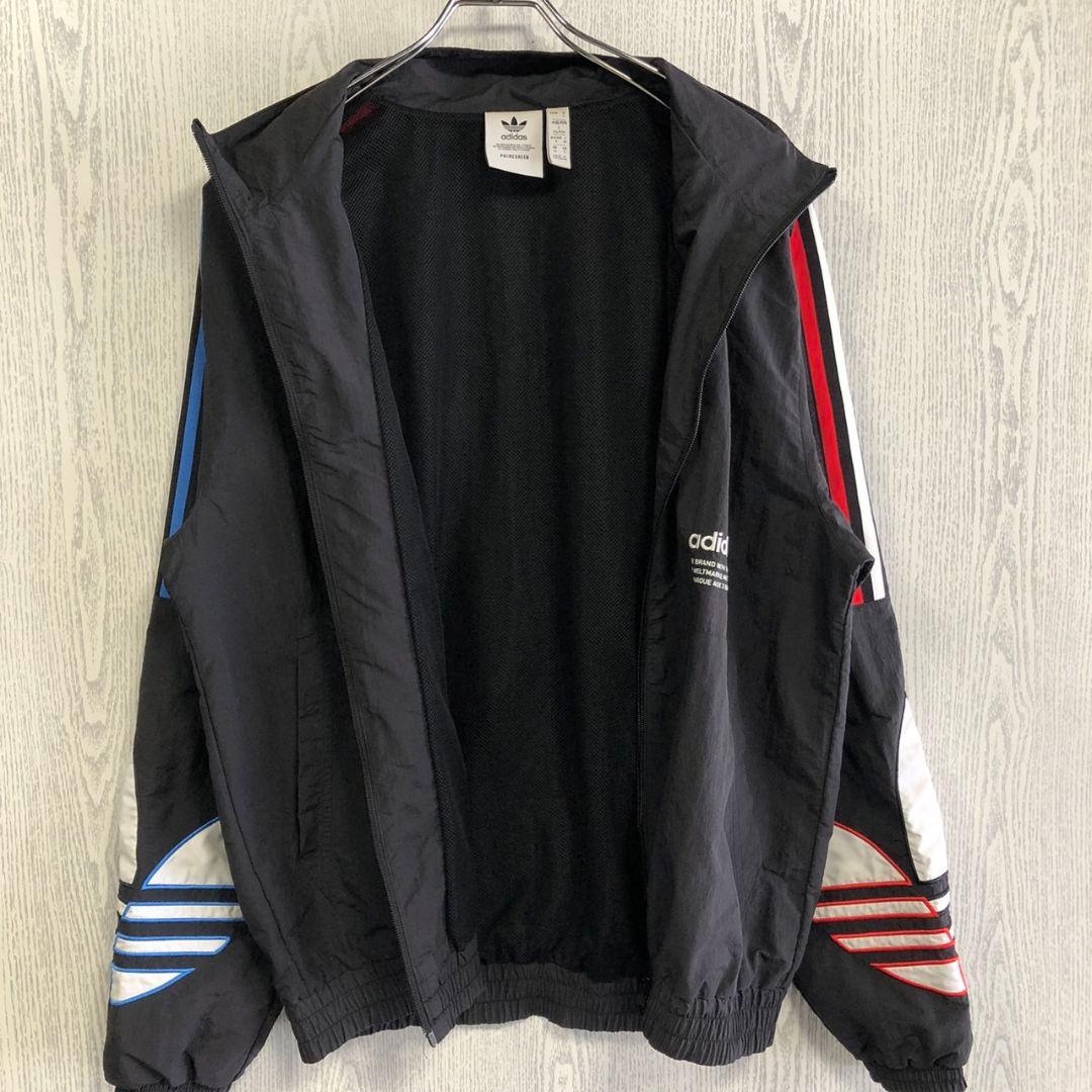 adidas アディダス トレフォイル刺繍 ナイロンジャケット 目黒蓮 黒 L