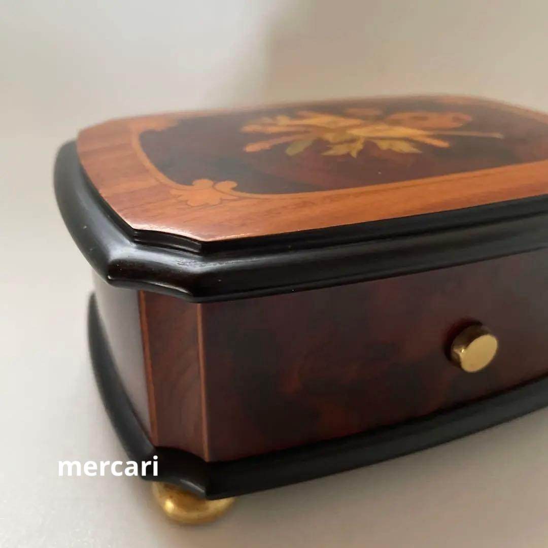 REUGEリュージュ オルゴール クルミ無垢材象嵌細工ボックス