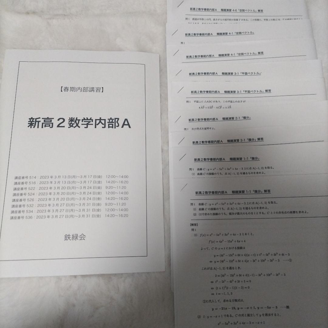 新高2数学 鉄緑会 春期内部講習 - メルカリ