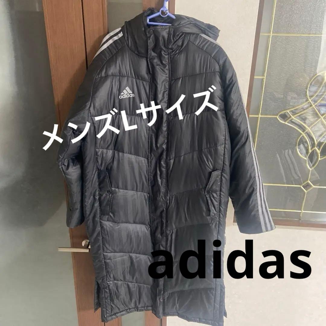 adidasダウンベンチコート 黒 Lサイズ - メルカリ