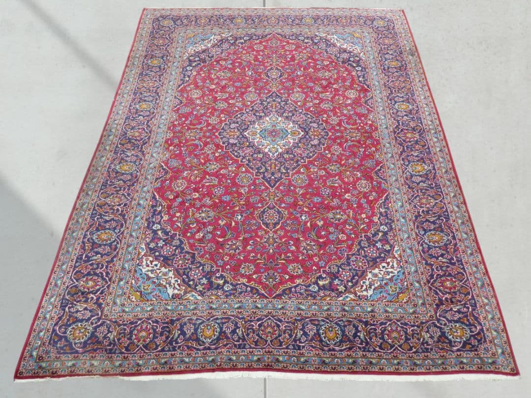 大判　ペルシャ絨毯　401×294cm　イラン産　手織り イラン産手織りペルシャ絨毯 緑 ウール＆シルク ／手織りラグの店