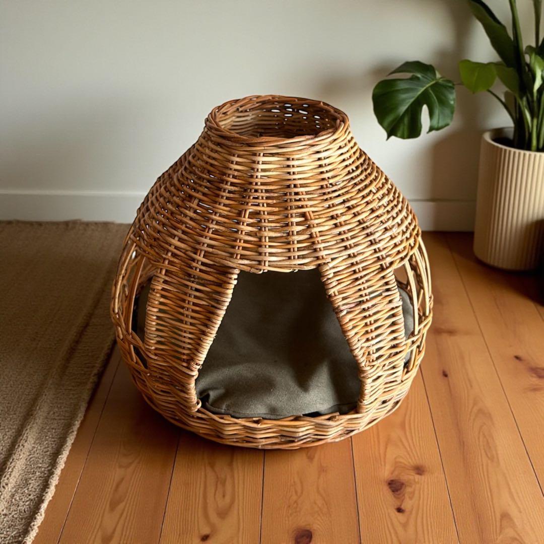 天然皮付き籐アラログ ねごちぐら ねこハウス ペットハウス - メルカリ