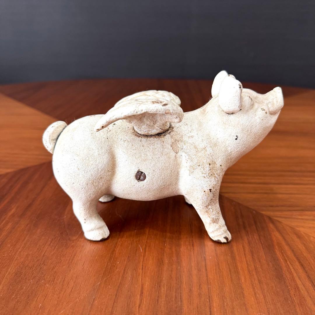 フランス製】空飛ぶブタの貯金箱 flying piggy bank 鋳鉄 - メルカリ