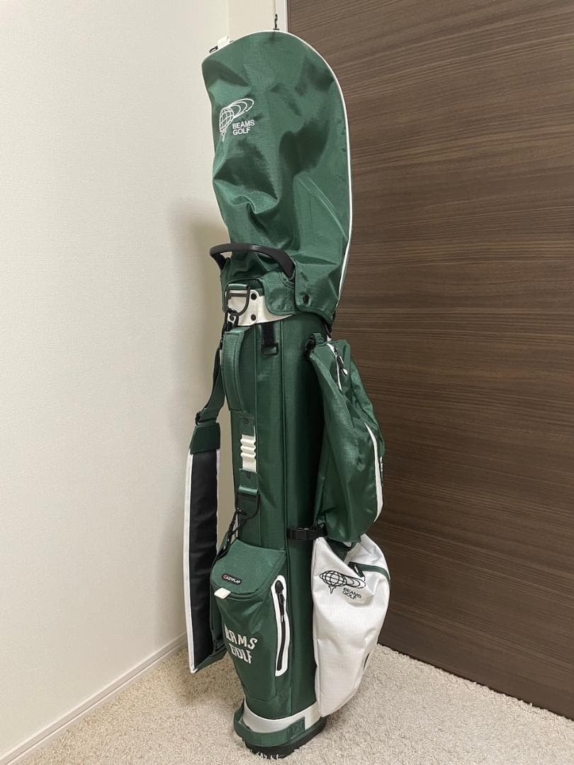 BEAMS GOLF スリムスタンド キャディバッグ 2 美品 グリーン BEAMS GOLF（ビームスゴルフ）の「オリジナル スリムスタンド キャディ