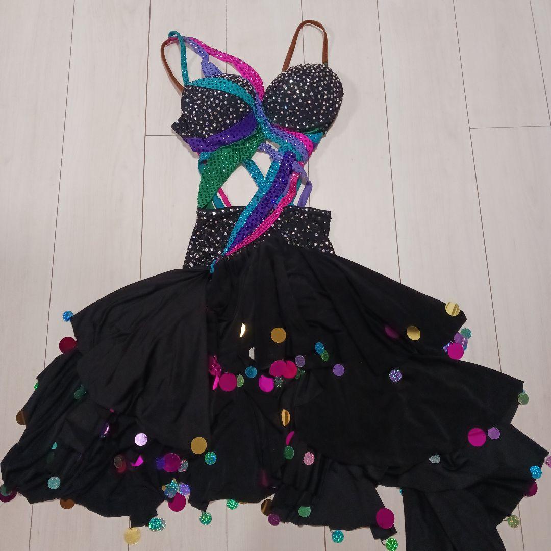 お値下げ❗社交ダンス　ラテン　インパクト　 カラフルストーンドレス　S~M 送料無料 豪華社交ダンスドレス 競技 オーダーメード ラテンドレス XII