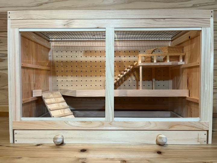 ケージ　木製　ハンドメイド　ハリネズミ　ハムスター　爬虫類 桐製 広葉樹 ペットケージ ハリネズミ ハムスター 爬虫類 木製