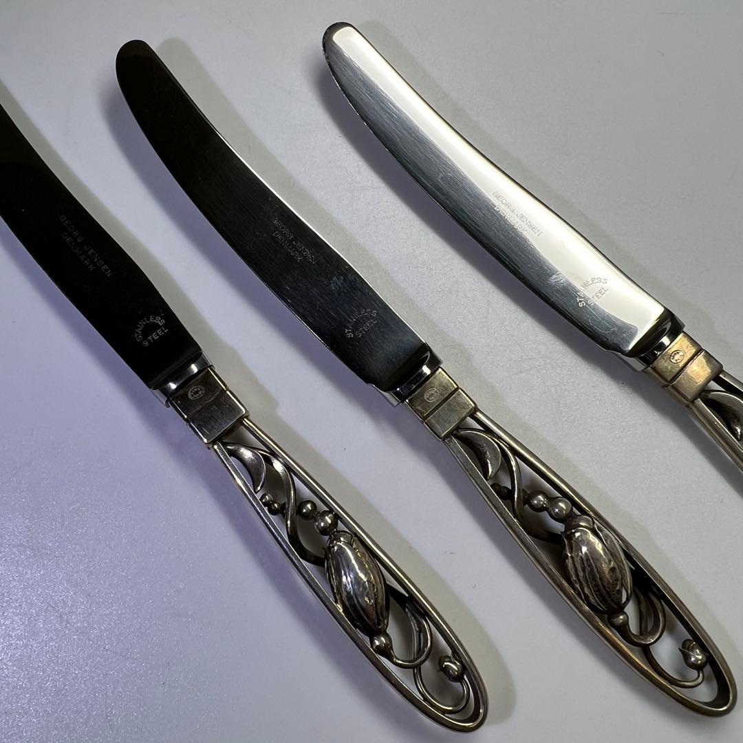 Poジョージジェンセンブロッサム　sterling925 デザートナイ3本 BLOSSOM デザートスプーン I Georg Jensen