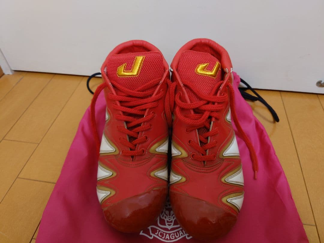 ジャガーズ レッド ハイカット スパイク 両足タフトー加工 28cm ジャガーズ レッド ハイカット スパイク 両足タフトー加工 28cm